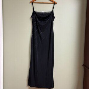 VTG Rampage Womens Y2K 90s Maxi Whimsigoth Dress Size L Cowl Neck Sheer Glitter